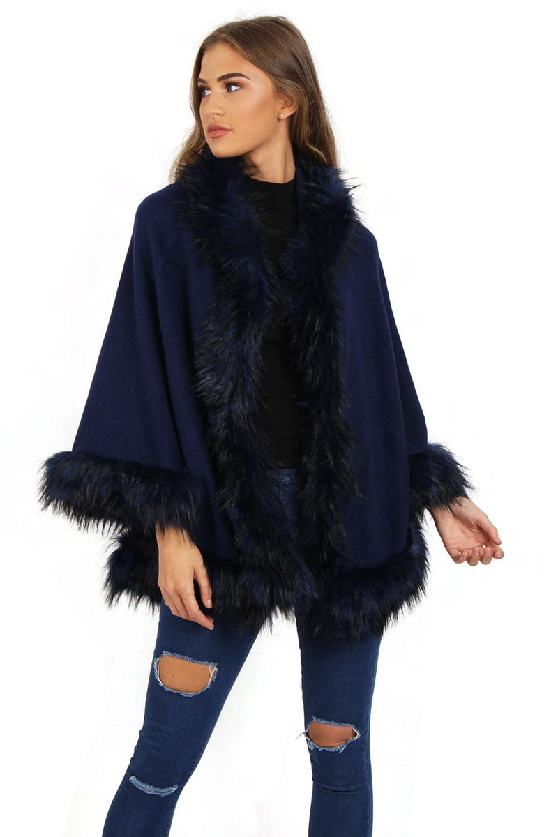 Faux fur cape outlet with hood