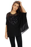 Oversized Sequin Beaded Embellished Chiffon Top