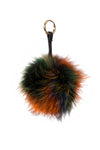 Large Fur Pom Pom Keyring With Leather Strap