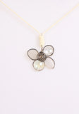 Metal Gem Flower Pendant Statement Boho Necklace