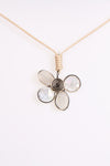 Metal Gem Flower Pendant Statement Boho Necklace