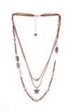 Multirow Long Necklace with Star Pendant Beads