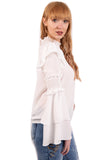 Ruffle Rushed Elastic Sleeves Blouse Top