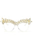 Star Diamante Retro Round Cat Eye Sunglasses