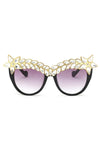 Star Diamante Retro Round Cat Eye Sunglasses