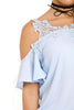 Cold Shoulder Frill Lace Applique Blouse Top