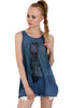 Illustration Girl Print Sleeveless Longline Knitted Top