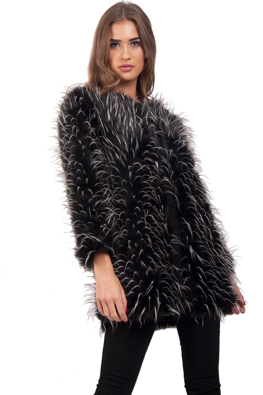 Spike Faux Fur Shaggy Coat Jacket – Urban Mist UK